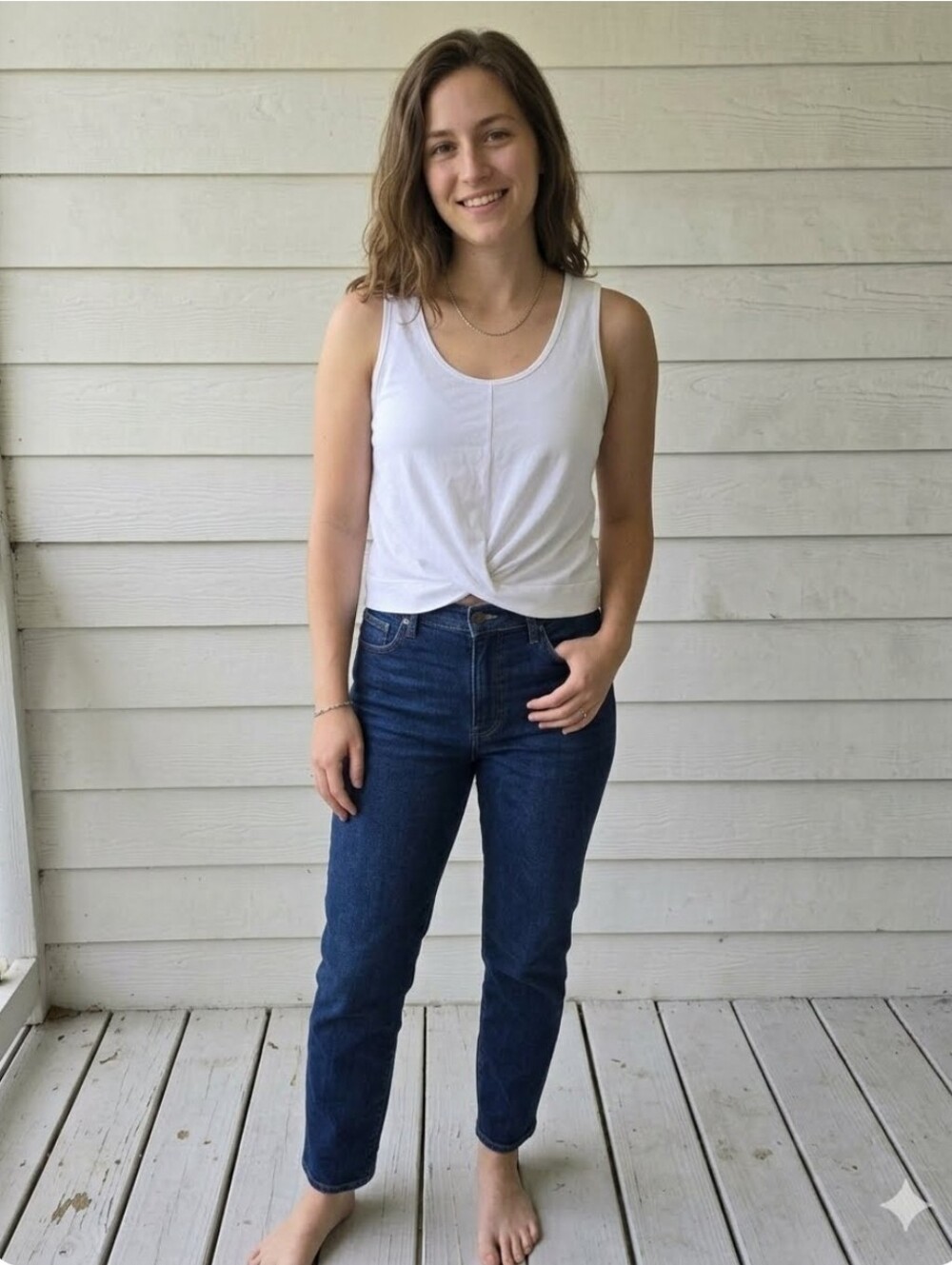 GAP Fit White Twist Front Cropped Tank Top Size M Activewear Athletic